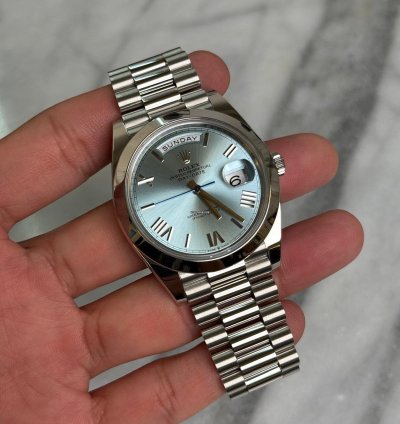 Rolex Day-date 40 Platinum Ice Blue Roman