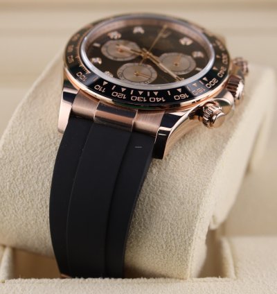 Rolex Daytona New Daytona Black Diamond Dial Pink Subdials Rose Gold Oysterflex 126515ln