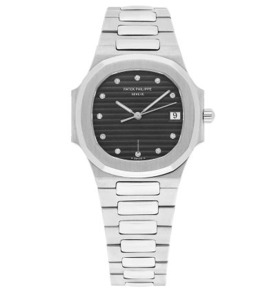 Patek Philippe Nautilus Quartz 33mm Black Dial Stainless Steel Watch 3900 1 Box And Papers