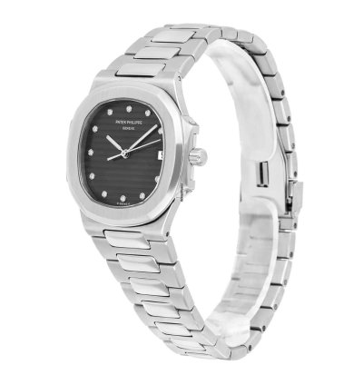 Patek Philippe Nautilus Quartz 33mm Black Dial Stainless Steel Watch 3900 1 Box And Papers