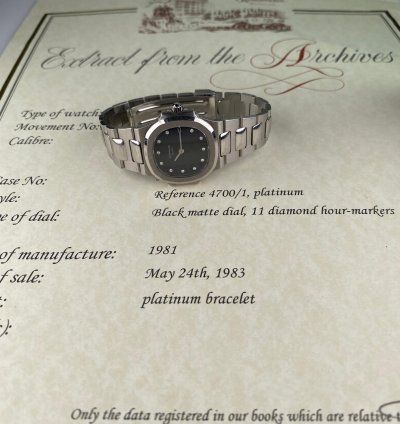 Patek Philippe Nautilus Rare Platinum Patek Philippe Nautilus 4700 1p Ladies With Factory Diamond Dial