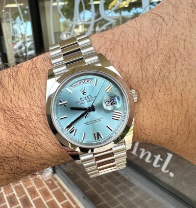 Rolex Day-date 40 President 40mm Day-date 228206 Platinum Ice Blue Roman Dial Unworn