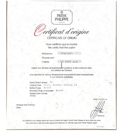 Patek Philippe Nautilus Ref 3700 11 Original Paper