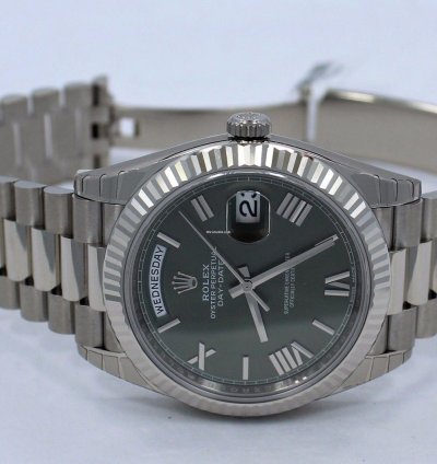 Rolex Day-date 40 President 40mm Day-date 228239 18k White Gold Green Roman Dial Unworn