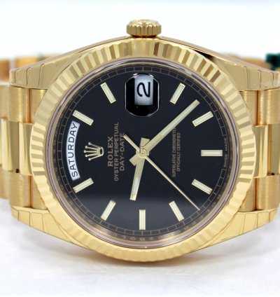 Rolex Day-date 40 President Day-date 228238 18k Gold Black Diagonal Motif Unworn