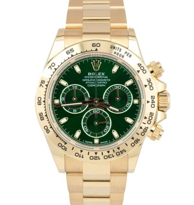 Rolex Daytona New Rolex Daytona Card Green Dial 40mm Yellow Gold Chronograph Watch 116508 Box