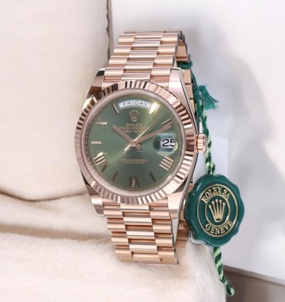 Rolex Day-date 40 President Rose Gold Olive Roman Green 18 Krt Unworn 2025