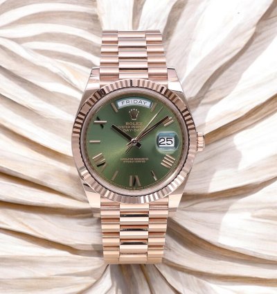 Rolex Day-date 40 President Rose Gold Olive Roman Green 18 Krt Unworn 2025