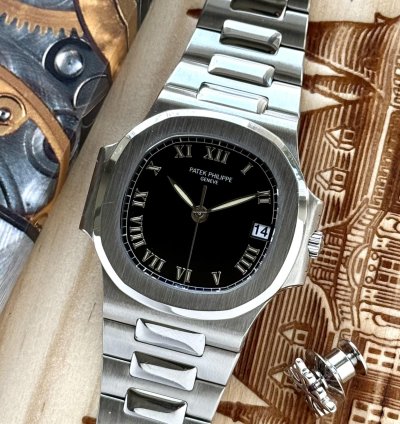 Patek Philippe Nautilus Ref 3800 Full Set Patek Service 2025 Black Roman Dial