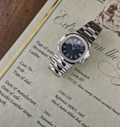 Patek Philippe Nautilus Ref 3800 Stainless Steel From Year 1991