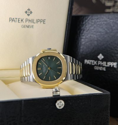 Patek Philippe Nautilus Ref 3800 Steel And Gold Amazing Green Patina Dial From Year 1982