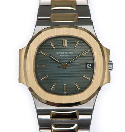 Patek Philippe Nautilus Ref 3800 Steel And Gold Amazing Green Patina Dial From Year 1982