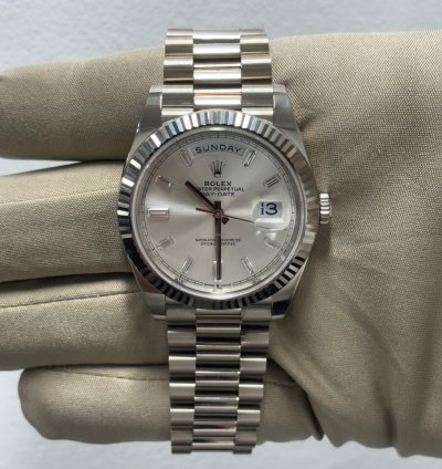 Rolex Day-date 40 President White Gold Silver Diamond Dial 228239 - New 2023