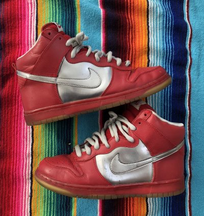 2006 Nike Sb Dunk High Mork And Mindy Red Silver Size 10