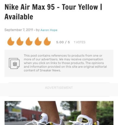 2011 Nike Air Max 95 Tour Yellow