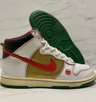 2007 Nike Sb Dunk High Pro Money Cat White Gold Green