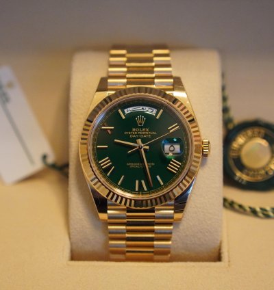 Rolex Day-date 40 Rare Arabic Lettered Yellow Gold Green Dial Day-date 40
