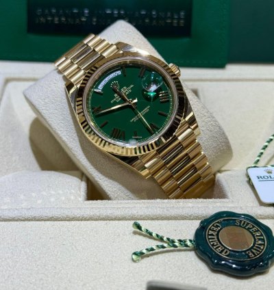 Rolex Day-date 40 Rare Arabic Lettered Yellow Gold Green Dial Day-date 40