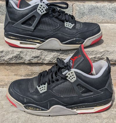 2012 Air Jordan 4 Retro Bred Black Red 308497-089 Size 13