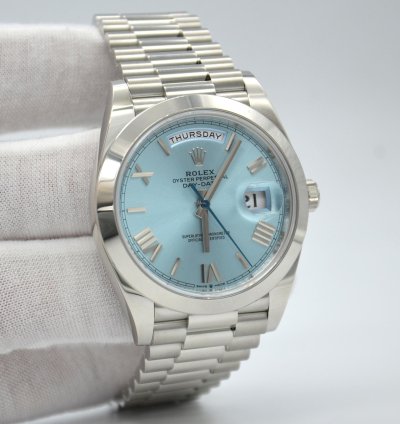 Rolex Day-date 40 Ref 228206 Platinum With Ice Blue Dial 40mm