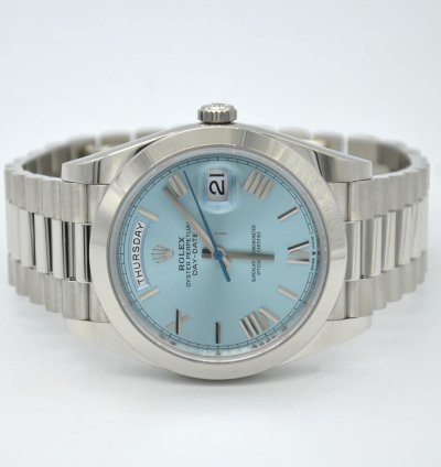Rolex Day-date 40 Ref 228206 Platinum With Ice Blue Dial 40mm