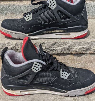 2012 Air Jordan 4 Retro Bred Black Red 308497-089 Size 13