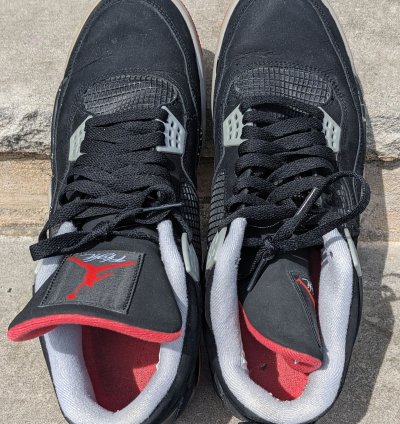 2012 Air Jordan 4 Retro Bred Black Red 308497-089 Size 13