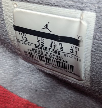 2012 Air Jordan 4 Retro Bred Black Red 308497-089 Size 13