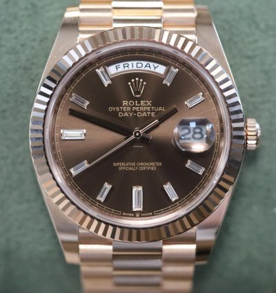 Rolex Day-date 40 Rg Choco Baguette Used 2023