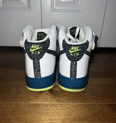 2013 Nike Air Force 1 Mid Black White Green Abyss Volt
