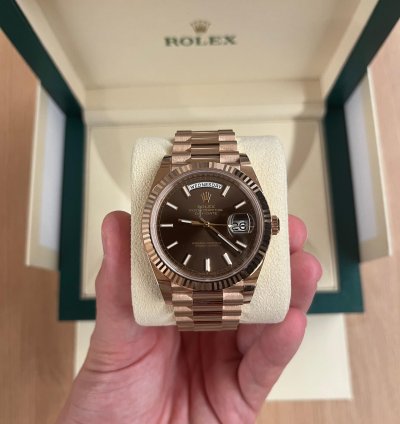 Rolex Day-date 40 Rose Gold Cadran Chocolat Full Set Neuve