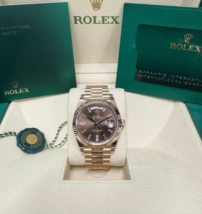 Rolex Day-date 40 Rose Gold Chocolate Baguette Dial 2023