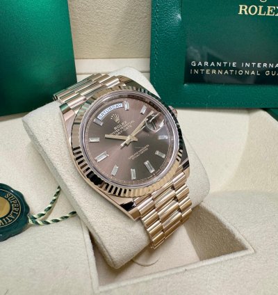 Rolex Day-date 40 Rose Gold Chocolate Baguette Dial 2023