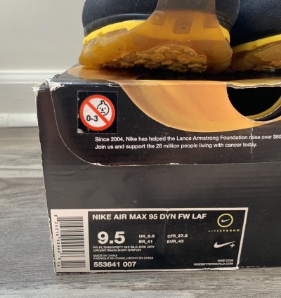2013 Nike Livestrong Air Max 95 Dyn Fw Varsity Maize