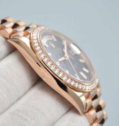Rolex Day-date 40 Rose Gold Diamond Bezel Eisenkiesel Dial Watch