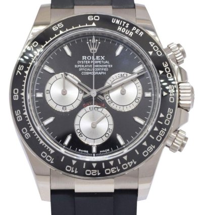 Rolex Daytona Nos Rolex Daytona 18k Whie Gold Black Dial Oysterflex 40mm Watch 24 126519