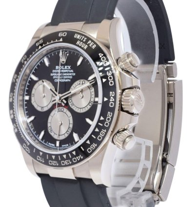 Rolex Daytona Nos Rolex Daytona 18k Whie Gold Black Dial Oysterflex 40mm Watch 24 126519