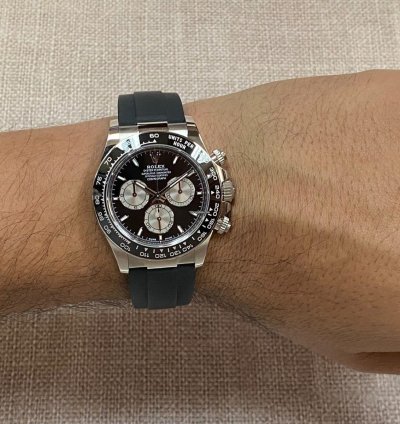 Rolex Daytona Nos Rolex Daytona 18k Whie Gold Black Dial Oysterflex 40mm Watch 24 126519