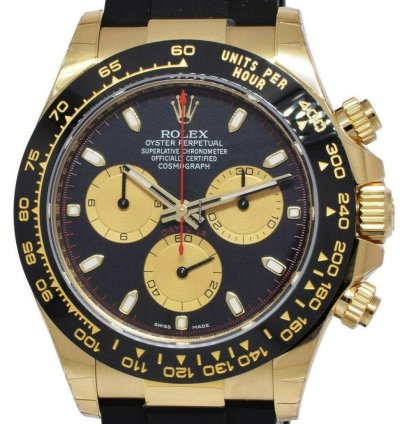 Rolex Daytona Nos Rolex Daytona 18k Yellow Gold Black Dial Oysterflex Watch 24 116518