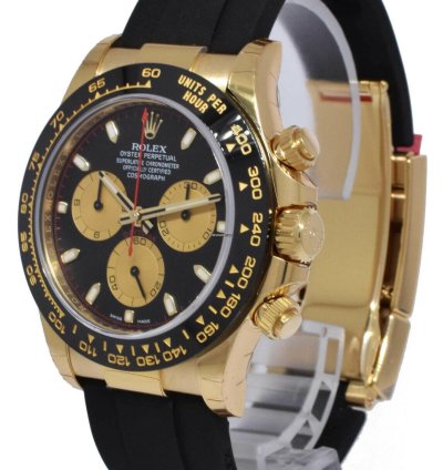 Rolex Daytona Nos Rolex Daytona 18k Yellow Gold Black Dial Oysterflex Watch 24 116518