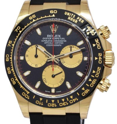 Rolex Daytona Nos Rolex Daytona 18k Yellow Gold Black Dial Oysterflex Watch 24 116518