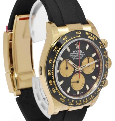Rolex Daytona Nos Rolex Daytona 18k Yellow Gold Black Dial Oysterflex Watch 24 116518