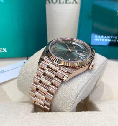 Rolex Day-date 40 Rose Gold Olive Roman Dial 2023