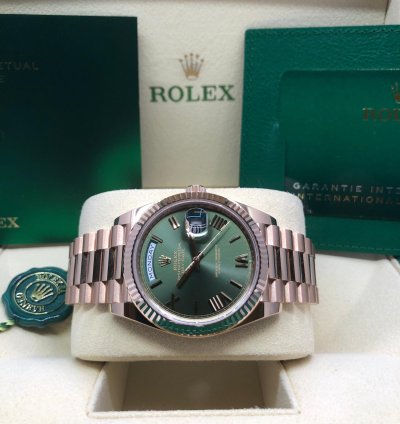 Rolex Day-date 40 Rose Gold Olive Roman Dial 2024