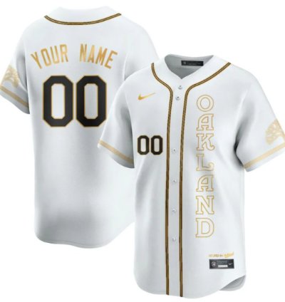 Custom Oakland Athletics Jersey Name Number City Connect Concept Stitched White Gold