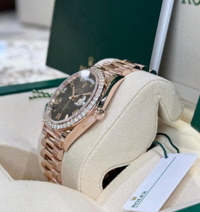 Rolex Day-date 40 Rose Gold Slate Ombre Diamond Bezel 2025