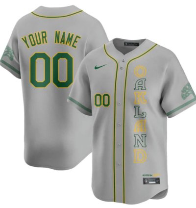 Custom Oakland Athletics Jersey Name Number City Connect Concept Stitched Gray