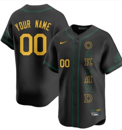 Custom Oakland Athletics Jersey Name Number City Connect Concept Stitched Black