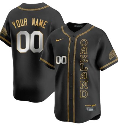 Custom Oakland Athletics Jersey Name Number City Connect Concept Stitched Black Gold