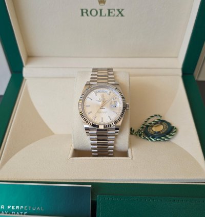 Rolex Day-date 40 Set Completo Con Astuccio In Pelle Hausmann Trident